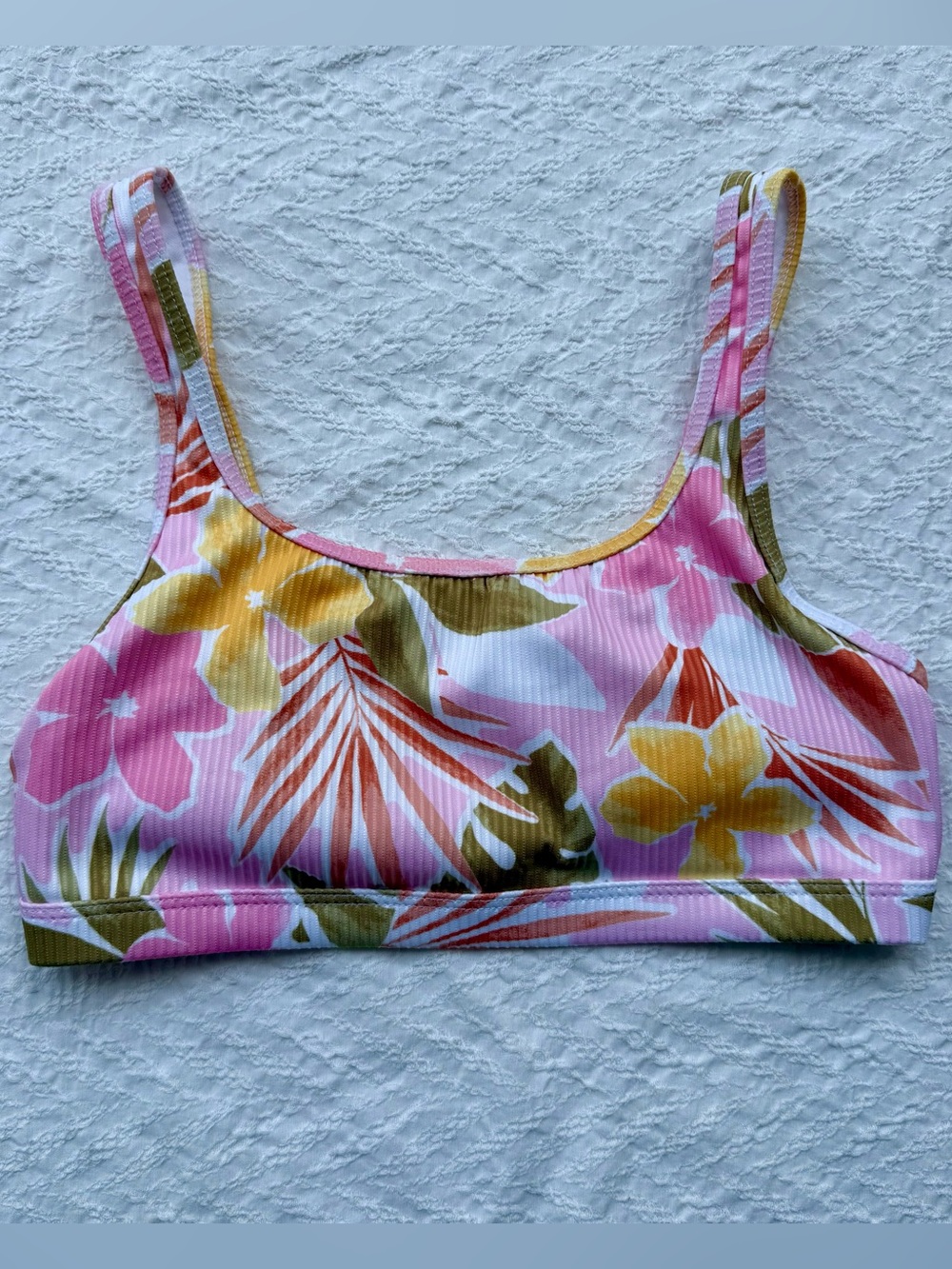 Abercrombie Kids Bikini Top 13/14 Floral Pink Ribbed